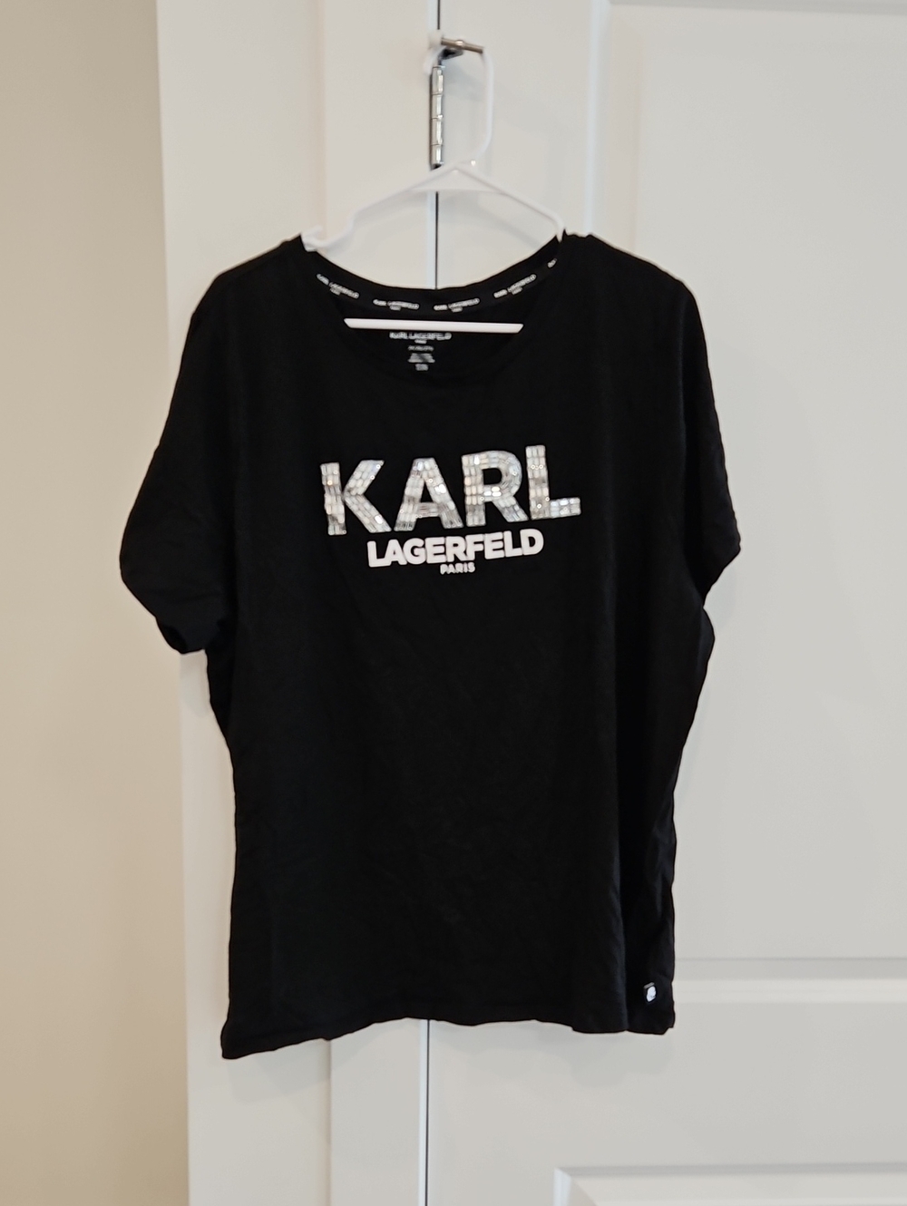 Karl Lagerfeld Black Kids Logo Tee with Silver Accent